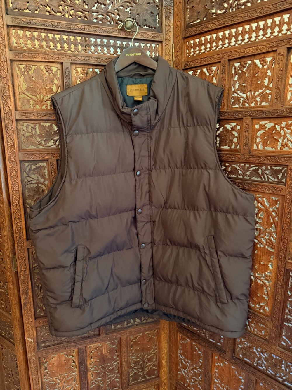St John’s Bay Men's Quilted Brown Puffer Vest Size 2XL